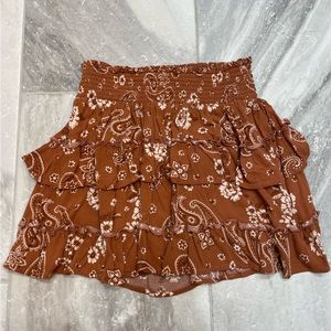 Aerie brown patterned skirt size XS